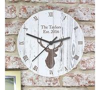Custom Personalised Highland Stag Shabby Chic Wooden Clock - For any occasion