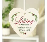 Custom Personalised In Loving Memory Wooden Heart Decoration for Christmas and memorial