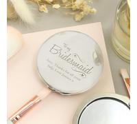 Custom Personalised Laser Engraved Bridesmaid Swirls & Hearts Compact Mirror. For Weddings, Bridesmaid, Favours