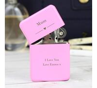 Custom Personalised Laser Engraved Heart Motif Windproof Pink Lighter. Ideal for Birthdays, Christmas, Weddings.