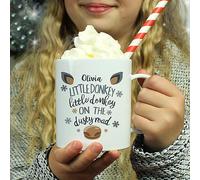 Custom Personalised Little Donkey Children's Plastic Unbreakable Mug. Ideal for Christmas, Stocking Fillers