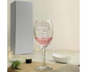 Custom Personalised Manic Mum Day Wine Glass - Mother's Day, Birthday, Christmas, Celebration