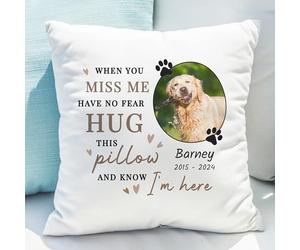 Custom Personalised Memorial Pet Photo Upload Cushion. Great for Pet Lovers, Dogs, Cats, Rainbow Bridge, Pillow