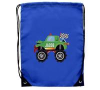 Custom Personalised Monster Truck Blue Kit Bag, 3-11 Years. Back to school