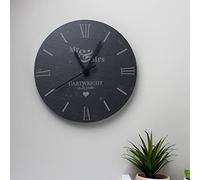 Custom Personalised Mr & Mrs 24cm Round Slate Wall Clock for Weddings, Anniversaries, Christmas, Valentines