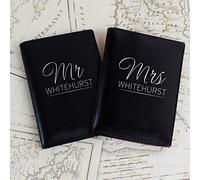 Custom Personalised Mr & Mrs Black Passport Holders - Holiday, Vacation, Luggage, Family, Couples