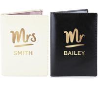 Custom Personalised Mr & Mrs Passport Holders Set - Holiday, Vacation, Luggage, Family, Couples
