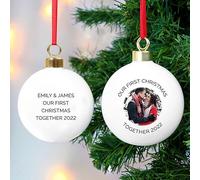 Custom Personalised Photo Upload Ceramic Christmas Tree Bauble with any photo or message. Perfect for Christmas or memorial