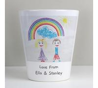 Custom Personalised Photo Upload Ceramic Small Plant Pot. Great for Childs Drawing, Memorial, Anniversary, Chrismtas, Birthday