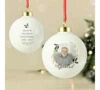 Custom Personalised Photo Upload Memorial Ceramic Christmas Tree Bauble with any photo or message. Perfect for Christmas or memorial
