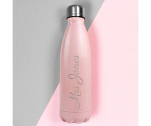 Custom Personalised Pink Metal Insulated Drinks Bottle. Ideal for Kids,Teachers,Work,School,Cycling,Gym,Camping, Mother's Day, Father's Day