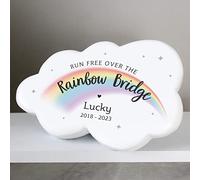 Custom Personalised Rainbow Bridge Cloud Pet Memorial Resin Stone with Custom Message