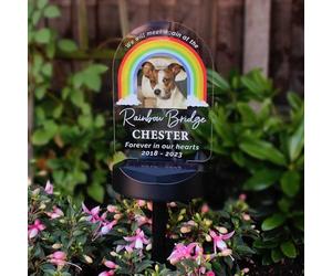 Custom Personalised Rainbow Bridge Pet Memorial Outdoor Solar Light - Perfect for Pet Memorial