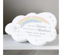Custom Personalised Rainbow Elephant Cloud Memorial Resin Stone with Custom Message
