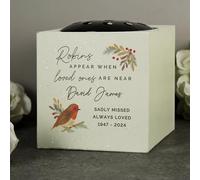 Custom Personalised Robins Appear Memorial Christmas Graveside Flower Holder Vase Rose Bowl Engraved with Custom Message