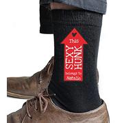 Custom Personalised Sexy Hunk Pair of Mens Black Socks (size 7-11). For Birthdays, Valentine's Day, Anniversary
