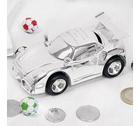 Custom Personalised Silver Racing Card Money Box for Children, Christenings, Birthdays, Christmas