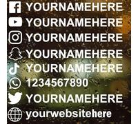 Custom Personalised Social Media Window Vinyl Decal Car Stickers - Premium Quality Self-Adhesive Decals for Cars, Business, Home - Personalize with Your Social Media Handle