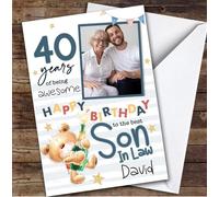 Custom Personalised Son-In-Law 40th Birthday Card Teddy Bear Champagne Photo, Personalized Birthday Card For Son-in-law, Him, 40th, Bears, Animals, Alcohol, Photo Upload, Milestone Birthdays