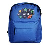 Custom Personalised Space Blue Backpack, Adjustable Padded Straps, Front Zip Pocket, 3-11 Years. Back to school