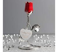 Custom Personalised Swirls & Hearts Red Rose Bud Ornament. Mothers Day, Birthday, Valentines Day