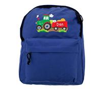 Custom Personalised Tractor Blue Backpack. Adjustable Padded Straps, Front Zip Pocket, 3-11 Years. Back to school