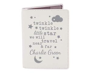 Custom Personalised Twinkle Twinkle Cream Passport Holder - Holiday, Vacation, Luggage, Baby, Kids