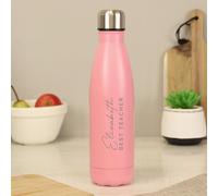 Custom Personalised Two Lines Pink Metal Insulated Drinks Bottle. Ideal for Kids,Teachers,Work,School,Cycling,Gym,Camping, Mother's Day, Father's Day