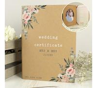 "Custom Personalised Wedding Certificate and Photo Display Book - For Newlyweds, Engagement"