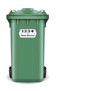 Custom Personalised Wheelie Bin Number Stickers | Customizable House Number and Street Name Labels | 20cmx10cm | 4-Pack Self Adhesive Stickers | Wheelies Waterproof Ident Sticker | Peel and Stick