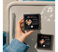 Custom Personalized Album Fridge Magnet with Photo, Plays Songs, Vinyl Record Refrigerator Magnets for Couples Music Lovers Home Decor