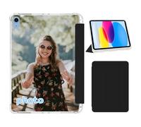 Custom Personalized Case for iPad A16 11th Generation 11 Inch 2025 & 10th 10.9 inch 2022 with Pencil Holder, Slim Stand Protective Cover with Clear Transparent Back Shell Photo Logo Text Design,Black