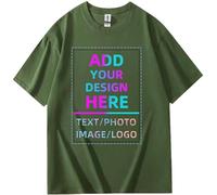 Custom Personalized Crew Neck T - Shirts - 100% Cotton - Ideal for Individuals, Teams & Family - Add Your Photos/Logos, Military Green, XXXXL