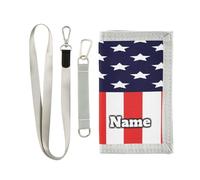 Custom Personalized Kids Wallets for Boys Girls,American USA Flag Kids Trifold Wallet for Boys, American USA Flag Novelty Wallet for Childrens Toddler, Coin Case Card Pocket Money Organizer for Teens