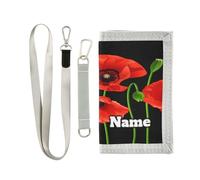Custom Personalized Kids Wallets for Boys Girls,Beautiful Poppy Flowers Kids Trifold Wallet for Boys, Red Poppy Novelty Wallet for Childrens Toddler, Coin Case Card Pocket Money Organizer for Teens Wo