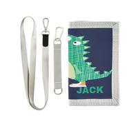 Custom Personalized Kids Wallets for Boys Girls,Dinosaur Animal Kids Trifold Wallet for Boys,Little Dino Soccer Cute Novelty Wallet for Childrens Toddler, Coin Case Card Pocket Money Organizer for