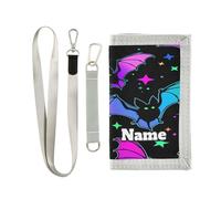 Custom Personalized Kids Wallets for Boys Girls,Gothic Bats Halloween Kids Trifold Wallet for Boys, Day Of The Dead Novelty Wallet for Childrens Toddler, Coin Case Card Pocket Money Organizer for Teen