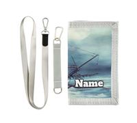 Custom Personalized Kids Wallets for Boys Girls,Sea Pirate Boat Kids Trifold Wallet for Boys, Ocean Ship Novelty Wallet for Childrens Toddler, Coin Case Card Pocket Money Organizer for Teens Wome