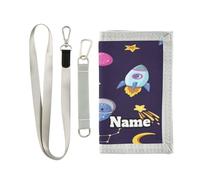 Custom Personalized Kids Wallets for Boys Girls,Space Animals Pattern Kids Trifold Wallet for Boys, Universe Galaxy Novelty Wallet for Childrens Toddler, Coin Case Card Pocket Money Organizer for Teen