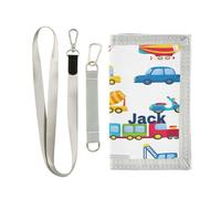 Custom Personalized Kids Wallets for Boys Girls, Truck Car Kids Trifold Wallet for Boys,Bright Planes Cars Train Novelty Wallet for Childrens Toddler, Coin Case Card Pocket Money Organizer for Teens