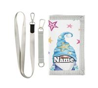 Custom Personalized Kids Wallets for Boys Girls,Watercolor Magic Gnomes Stars Kids Trifold Wallet for Boys, Christmas Novelty Wallet for Childrens Toddler, Coin Case Card Pocket Money Organizer for Te