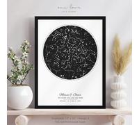 Custom Personalized Star Map Canvas,Custom Poster Constellation Map Wall Art,Star Map for Specific Date Canvas,Engagement,Wedding,Anniversary,1 Year Anniversary for Girlfriend Gifts (A3(33X45CM))