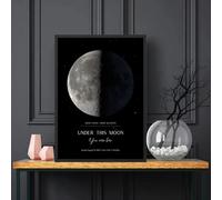 Custom Personalized Star Map Night We Met Anniversary Customized Gift Wall Art Canvas Poster Moon Prints Painting Picture Living Room Home Decor (A3(33X45CM))