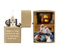 Custom Personalized Zippo Photo, Logo, Image and Engraving on The Back Windproof Lighter - Christmas, Halloween & Valentines Day Gift (Gold)