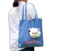 Custom Pet Canvas Shoulder Bag,Personalized Embroidered Name & Letter Dog Bags | Adorable Lightweight Cat Carrier for Small Pets, Puppy Outings, Travel & Daily Adventures, Crossbody or Handheld