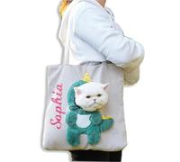 Custom Pet Canvas Shoulder Bag,Personalized Embroidered Name & Letter Dog Bags | Adorable Lightweight Cat Carrier for Small Pets, Puppy Outings, Travel & Daily Adventures, Crossbody or Handheld