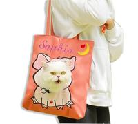 Custom Pet Canvas Shoulder Bag,Personalized Embroidered Name & Letter Dog Bags | Adorable Lightweight Cat Carrier for Small Pets, Puppy Outings, Travel & Daily Adventures, Crossbody or Handheld