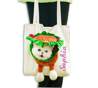 Custom Pet Canvas Shoulder Bag,Personalized Embroidered Name & Letter Dog Bags | Adorable Lightweight Cat Carrier for Small Pets, Puppy Outings, Travel & Daily Adventures, Crossbody or Handheld