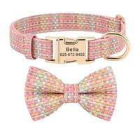 Custom Pet Collar With Cute Bow Personalized Adjustable Nylon Dog Collar For Shiba Inu Pug Labrador French Bulldog,A,S