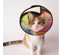 Custom Pet cones - Unique Design Cat & Dog Cone, Collar for Post-Surgery Recovery, Adjustable Neck Abstract art, face in a disc L